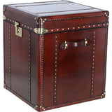 Luxury Handcrafted Leather Large Storage Trunk Chestnut: LF-147