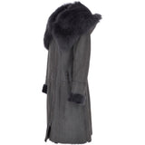 Toscana Longhaired Hooded Shearling Coat Grey: LP 26