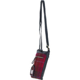 Authentic Ashwood Leather & Harris Tweed® Cloth Crossbody Bag Navy/Pink: TW-29-06-NP