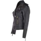 Women's Leather Biker Jacket Black/app: 2741