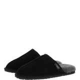 Fenland Classic Mens Suede Sheepskin Slippers Black/gray