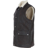 Ashwood Men's Leather Waistcoat Brown Snuff: LUCK