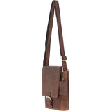 Ashwood Compact Leather Flap Over Bag Brown: Q-42