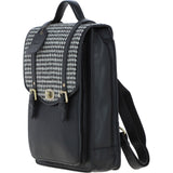 Ashwood Leather & Harris Tweed® Cloth Large Backpack with Twist Lock Black/White: TW-38-12-BW