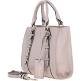 Real Leather Handbag with Adjustable Crossbody Strap Beige: 64867