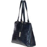 Women’s Large Croc Finish Leather Bag Navy/croc: 22-064/R