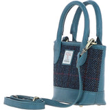 Ashwood Leather & Harris Tweed® Cloth Small Grab Bag Teal/Navy: TW-63-16-TN