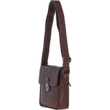 Ashwood Leather Medium Men's Buckle Crossbody Bag Chestnut: S-61