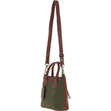 Ashwood Leather & Tweed Handbag with Removable Crossbody Strap Tan/Green Check: TW-21-010-TGNH