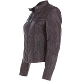 Leather Biker Style Jacket Bordeaux : Awl-1201