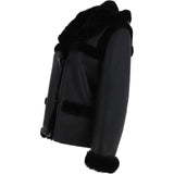 Shearling Jacket With Hood Black: KB-884