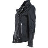 Ashwood Ladies Leather Longline Biker Jacket Black: LONG LINE BIKER