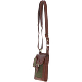 Ashwood Leather & Tweed elegance Crossbody Bag Tan/Green Check: TW-20-010-TGNH