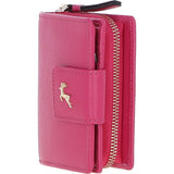 Ashwood Leather RFID Secure Wallet/Purse with Zip and Stud Closure Pink: X-30