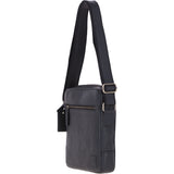 Mens Leather Messenger Bag Black: Logan