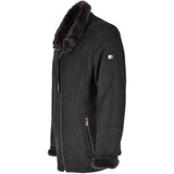Leather Sheepskin Flying Jacket Black: Anton