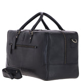 Mens Leather Holdall Weekend Bag Black: CALVIN