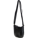 Leather Compact Crossbody Bag Black: Naomi