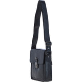 Ashwood Leather Medium Men's Buckle Crossbody Bag Black: S-61