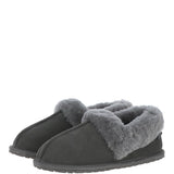 Women's Classic  Suede Sheepskin Cuff Slippers Grey: LADIES CUFF SLIPPERS