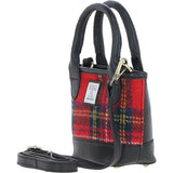 Ashwood Leather & Harris Tweed® Cloth Small Grab Bag Black/Red: TW-63-14-BR