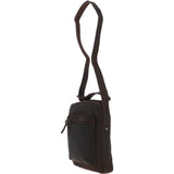 Tablet Friendly Small Vintage Leather Body Bag Brown: Patty