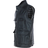 Premium Men's Black Leather Utility Vest with Multiple Pockets: friends