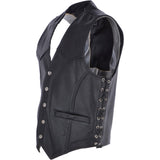Men's Leather Embossed Laced Waistcoat Black: W/COAT LTR
