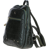 Croc Print Leather Backpack with Gold Hardware Green/Croc: 52235