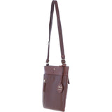 Exquisite Genuine Leather Crossbody Flat Bag with Golden Accents 2 Tone Tan: 64255