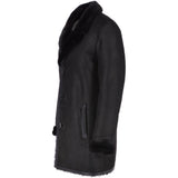 Luxury 4 Button Single Breasted Mink Collar and Sheepskin Coat Black: KE-224 MINK