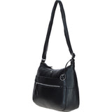 Leather Shoulder Bag with Zip & Magnetic Pocket Black: Meath
