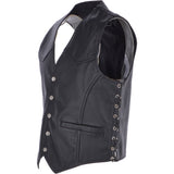 Men's Leather Embossed Laced Waistcoat Black: W/COAT SKULL