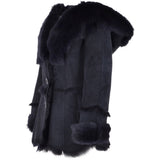 Toscana Long Haired Shearling Jacket With Large Hood Ombre Blue: KB 32 HOODED