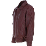 Men's Real Leather Brando Bomber Jacket Burgundy: AWM-601