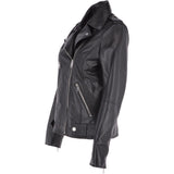 Leather Biker Jacket Black: RUTH