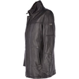 Leather Coat With Detachable Collar Black : Carl