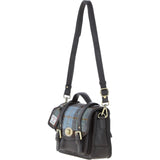 Ashwood Leather & Harris Tweed® Cloth Medium Satchel Bag with Twist Lock Brown/Mcload: TW-34-01-BM