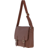 Gabicci Leather Messenger Bag with Crossbody Strap Tan: GB-64957