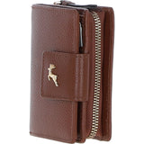 Ashwood Leather RFID Secure Wallet/Purse with Zip and Stud Closure Tan: X-30