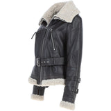 Women's Aviator Biker Jacket Choco/Beige: 2420