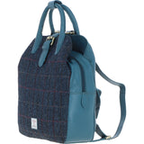 Ashwood Leather & Harris Tweed® Cloth Multi-Pocket Backpack Teal/Navy: TW-66-16-TN