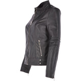 Leather Biker Jacket Black: N-12