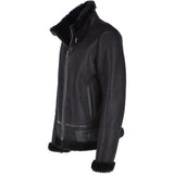 Mens Luxury Shearling Flying Jacket Black: NEON