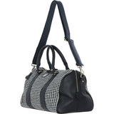 Ashwood Leather & Harris Tweed® Cloth Doctor Holdall Black/White: TW-46-12-BW
