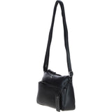 Compact Zip-Closure Leather Crossbody Bag Black: Belfast
