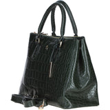 Three Sections Veggie Tanned Leather Bag Green/croc: DM3