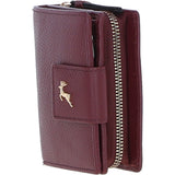 Ashwood Leather RFID Secure Wallet/Purse with Zip and Stud Closure Wine: X-30