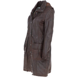 Leather Duffle Leather Coat Mid Brown/ app: TINA