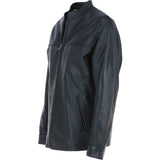 Ashwood Men’s Casual Real Leather Jacket with Mandarin Collar and Hidden Zip Black: AWM-COOPER